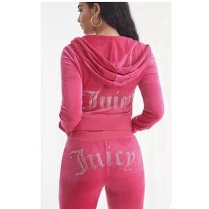 NWT JUICY COUTURE Velour OG Bling Tracksuit Hoodie Tank & Pant Set Large
